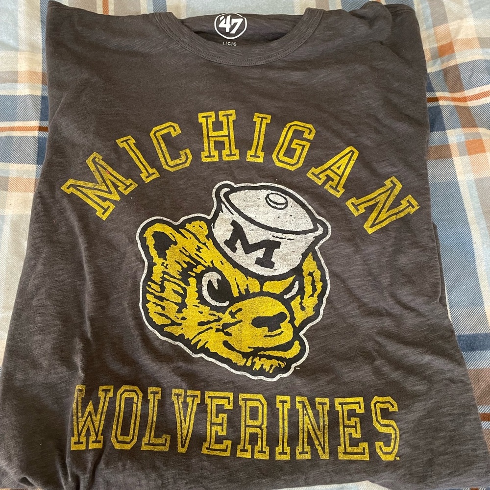 College Vault ‘47 Brand Michigan Wolverines T-Shirt - Gray